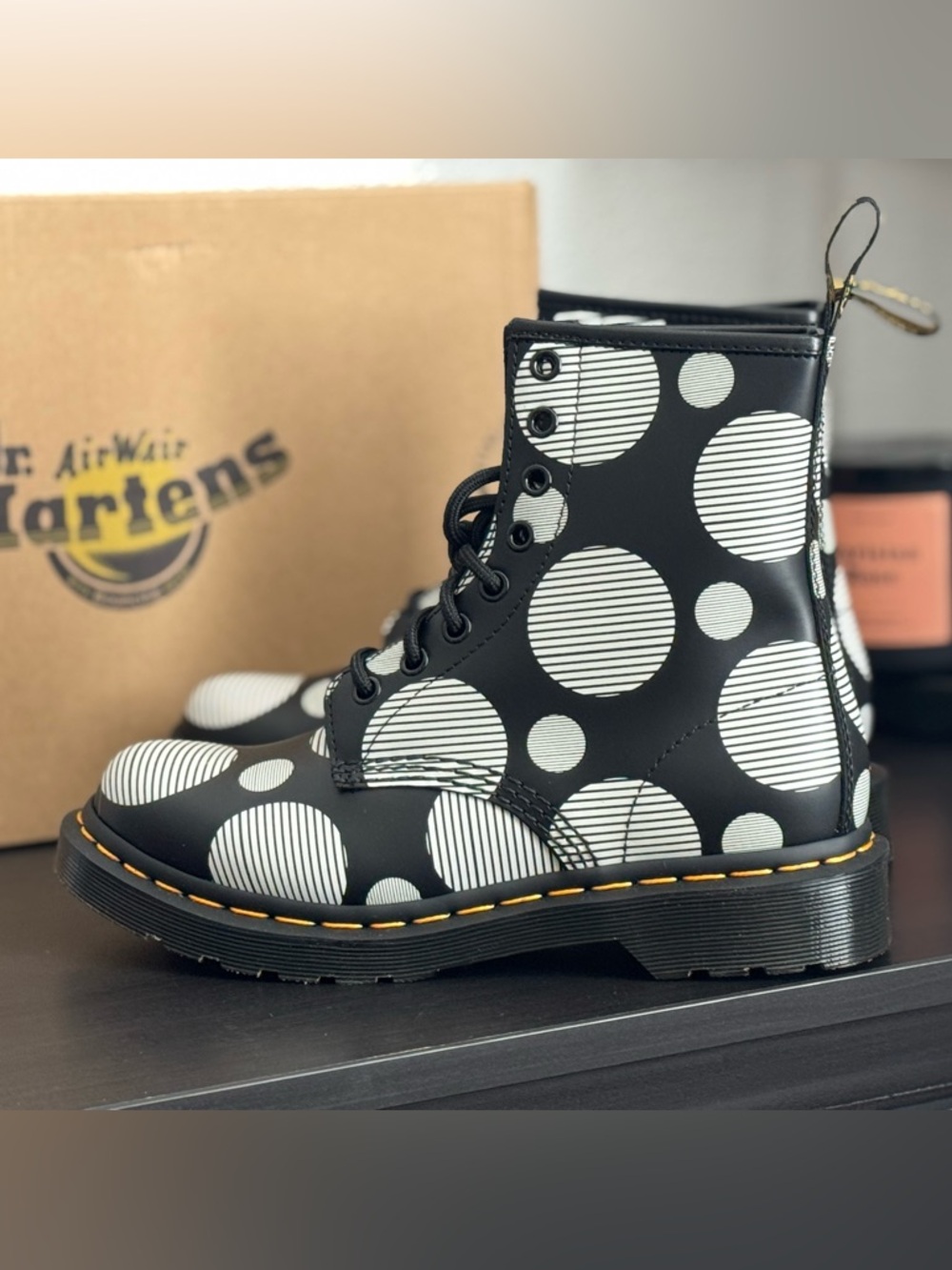 Dr. Martens Women’s 1460 Polka Dot Smooth Leather Lace Up Boots ✨NWB